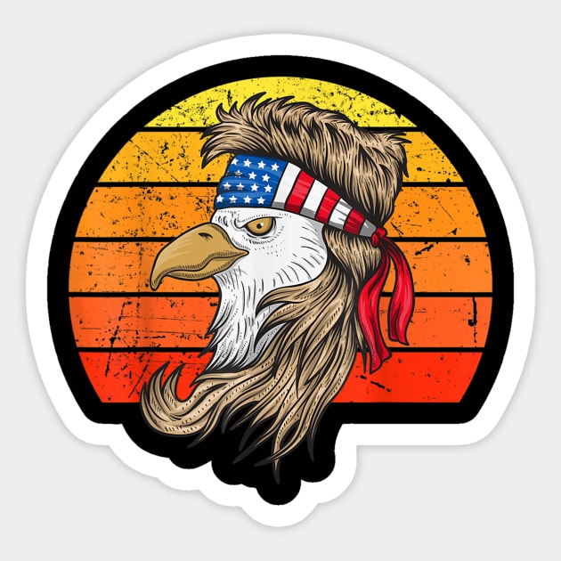 4th of July Shirt Bald Eagle with Mullet American USA Flag Sticker by Haley Tokey